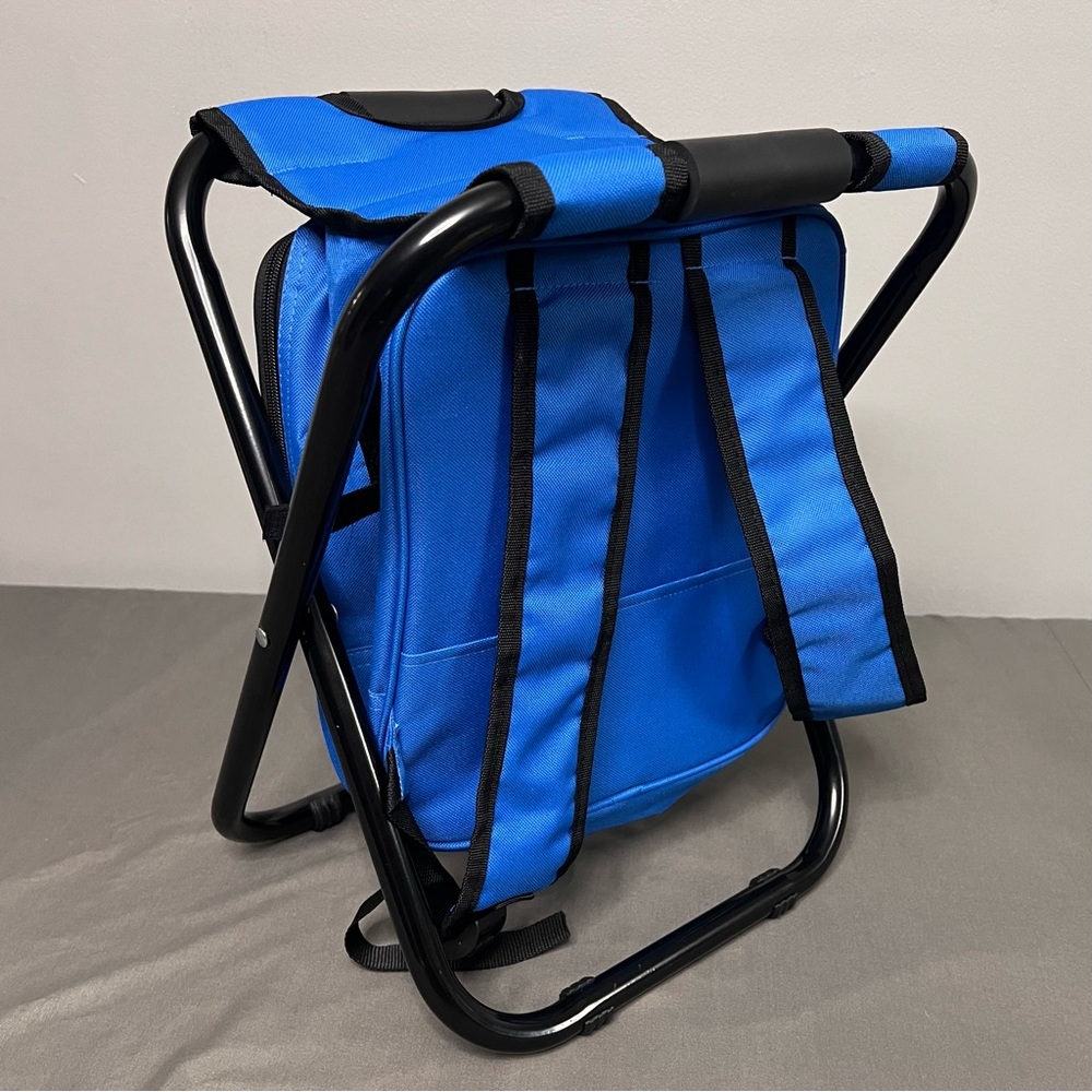Busch Light Blue Hiking/Camping Backpack Chair Combo Storage Pockets 12x10x17” - Picture 6 of 8